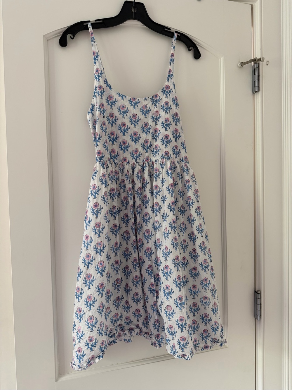 Block print cotton floral mini dress
